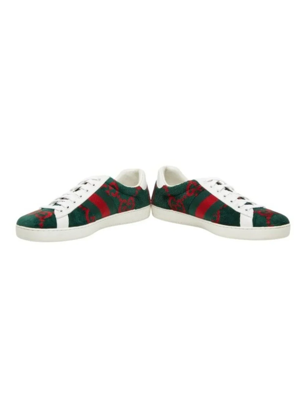 Gucci GG Terry Cloth 9 Green Red Pile Leather Sneaker